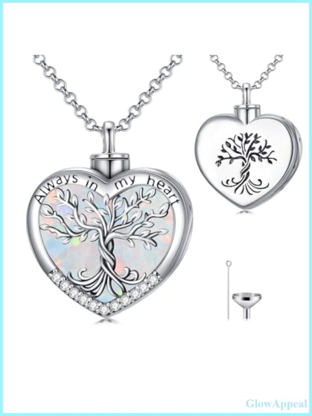 925 Sterling Silver Tree of Life Urn Necklace Heart Cremation Jewelry Memorial